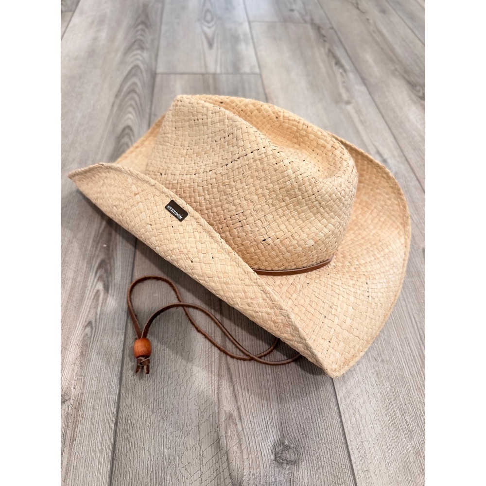 Stetson Rodeo Dr Collection Straw Cowboy Hat Tan Woven Western Chin Strap